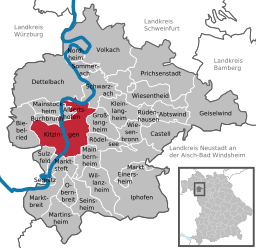 Läget för Kitzingen i Landkreis Kitzingen