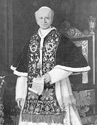 In 1891 Pope Leo XIII issued Rerum novarum in which the Church defined the dignity and rights of industrial workers. LeoXIII1900.jpg