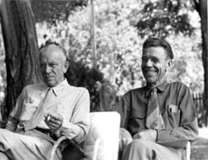 Aldo Leopold (left) and Olaus Muire sitting to...