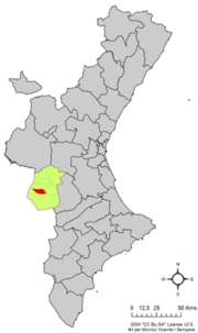 Localização do município de Zarra na Comunidade Valenciana