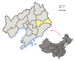 Location o Benxi Ceety jurisdiction in Liaoning