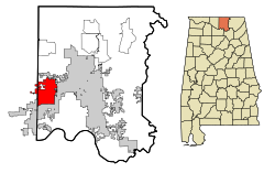 Lage von Madison im Madison County (links) und in Alabama (rechts)