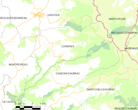 Mapa obce Curières
