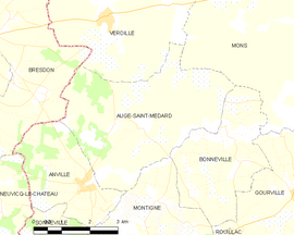 Mapa obce Auge-Saint-Médard