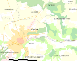 Mapa obce Menneval