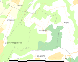 Mapa obce Hurtières