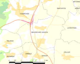 Mapa obce Beauregard-Vendon