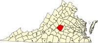 Map of Virginia highlighting Buckingham County