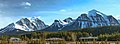 Mt. Temple (left), Saddle Mountain (centre), Fairview Mountain (right).