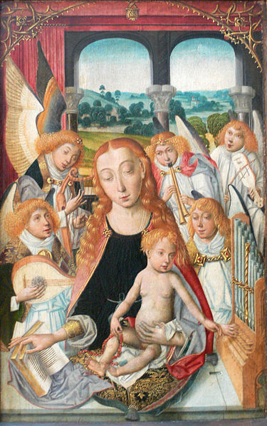File:Muttergottes mit musizierenden Engeln um 1490 ohne Rahmen.jpg