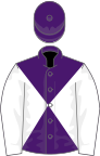 Purple and white diabolo, white sleeves, purple cap