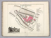 Plan du quartier du Palais de Justice dans l'ancien 11e arrondissement en 1834.