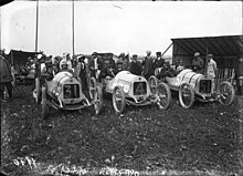 De ploeg van Grégoire (de Marne, Pinaud en Gasté), 1908 eerste Grand Prix de Voiturettes de Dieppe.
