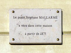 Plaque en hommage à Stéphane Mallarmé.