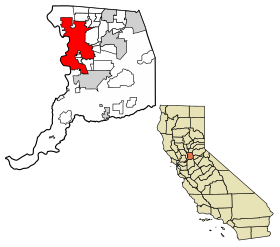 Sacramento County California Incorporated and Unincorporated areas Sacramento Highlighted.svg