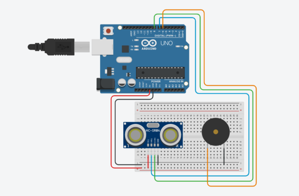 Schema di montaggio realizzato con Tinkercad