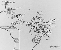 Admiralty Plan No. 1937. Plan drawn in 1862 showing site on Albany Island advised for the proposed Cape York Station, and the best position for the township on the mainland opposite.
