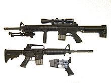 AR-15 rifles showing their configurations with different upper receivers. The lower receiver is visible at the bottom Stag2wi.jpg