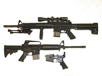 AR-15 rifles showing their configurations with...