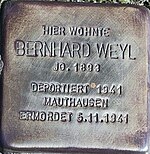 Stolperstein für Bernhard Weyl