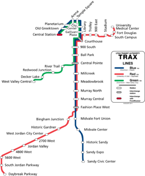 English: A map of the light rail system in Sal...