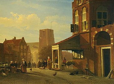 Mercato del pesce a Woudrichem, circa 1850