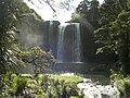 Falls from below.