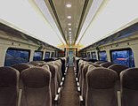 The interior of a refurbished GNER Mark IV TSOE vehicle, showing the small area at the rear of the carriage formerly dedicated for the use of smoking passengers (now no longer permitted on any British trains)