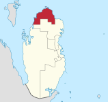 Map of Qatar with Ash Shamal highlighted