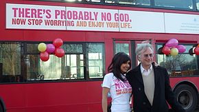 With Ariane Sherine at the Atheist Bus Campaign launch in London, January 2009 Ariane Sherine and Richard Dawkins at the Atheist Bus Campaign launch.jpg