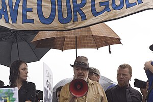 Dr. John speaking at BP Oil Flood Protest, New...