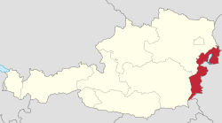 Location of Burgenland Gradišće Őrvidék