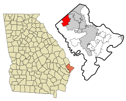 Location in Chatham County and the state of جارجیا (امریکی ریاست)