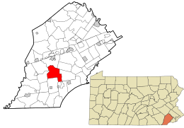 Location in Chester County and the state of Pennsylvania