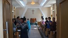 Chilgol Church in Pyongyang, where Kang Pan-sok--the mother of the late supreme leader Kim Il Sung--served as a Presbyterian deaconess. Chilgol Church (15545529301).jpg