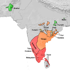 Поширення мови кодава (на карті — Kodava) в Індії.