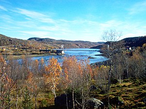 Pasvikälvens mynning i Bøkfjorden vid Elvenesbron.