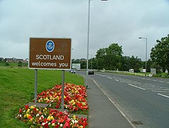 La frontière en entrant en Écosse