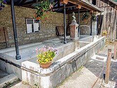 Fontaine-lavoir-abreuvoir, couverte, à Brémoncourt.