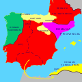 Visigoottien hallitsemat alueet vuonna 476