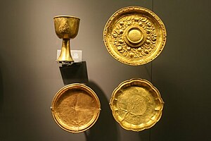 Chinese gold plates and a chalice from the Jur...