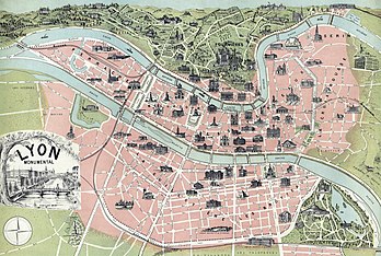 Plan de Lyon, 1894. (définition réelle 10 005 × 6 737)