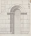 Portal på korets nordside, tusjtegning av Johan Meyer, 1897
