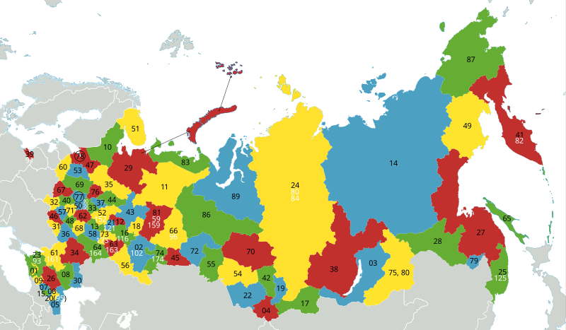 Mapa dels subjectes federals de Rússia