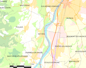 Poziția localității Soyons