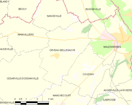 Mapa obce Orveau-Bellesauve