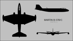 Martin B-57B Canberra silhouette.png trois vues