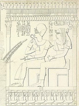 Меритра Хатшепсут её сын Аменхотеп II: сцена из гробницы Ре в Абд-эль-Курне