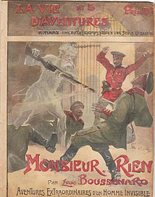 couverture du roman "Monsieur Rien" représentant un homme transparent assassinant un soldat