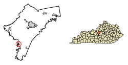 Location of New Haven in Nelson County, Kentucky.